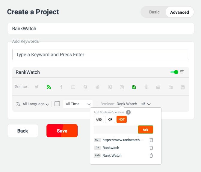 Using Boolean Operators in WebSignals